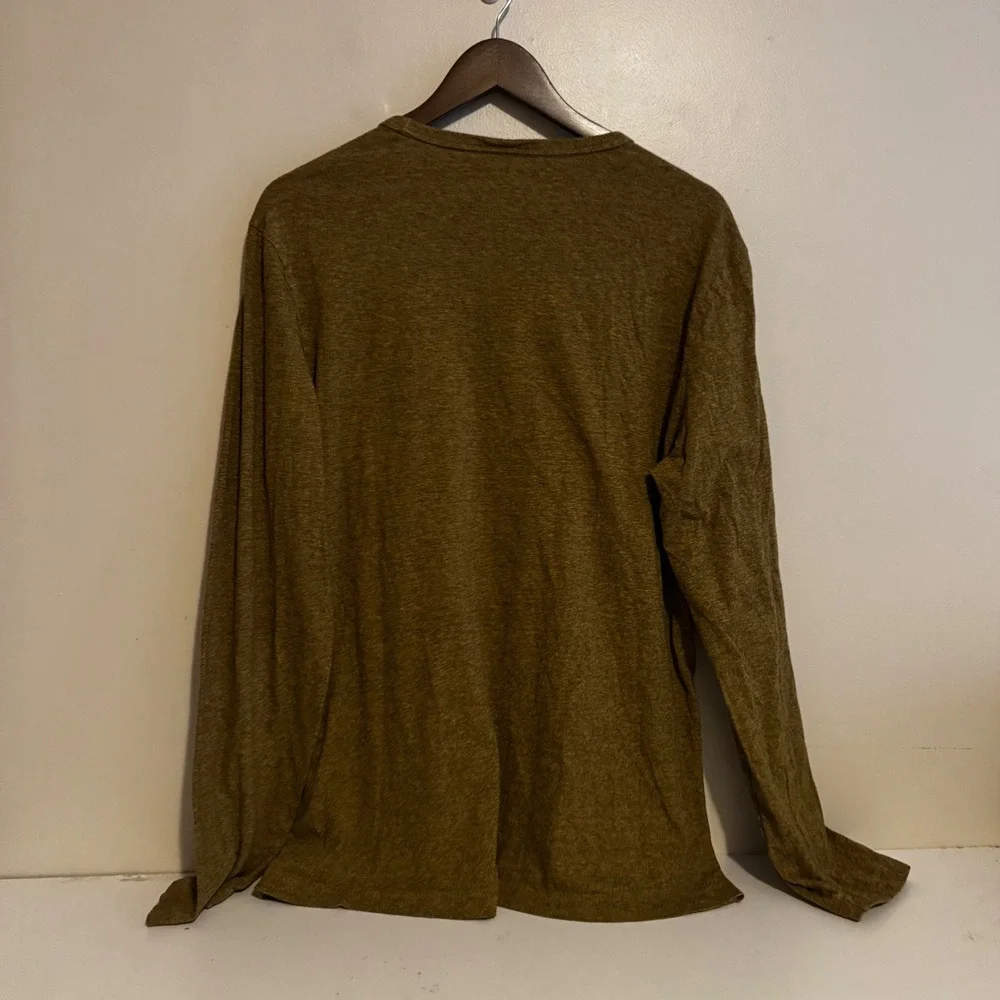 Banana Republic Mens L Tall Olive Long Sleeve Organic Cotton Layers Basics Fall